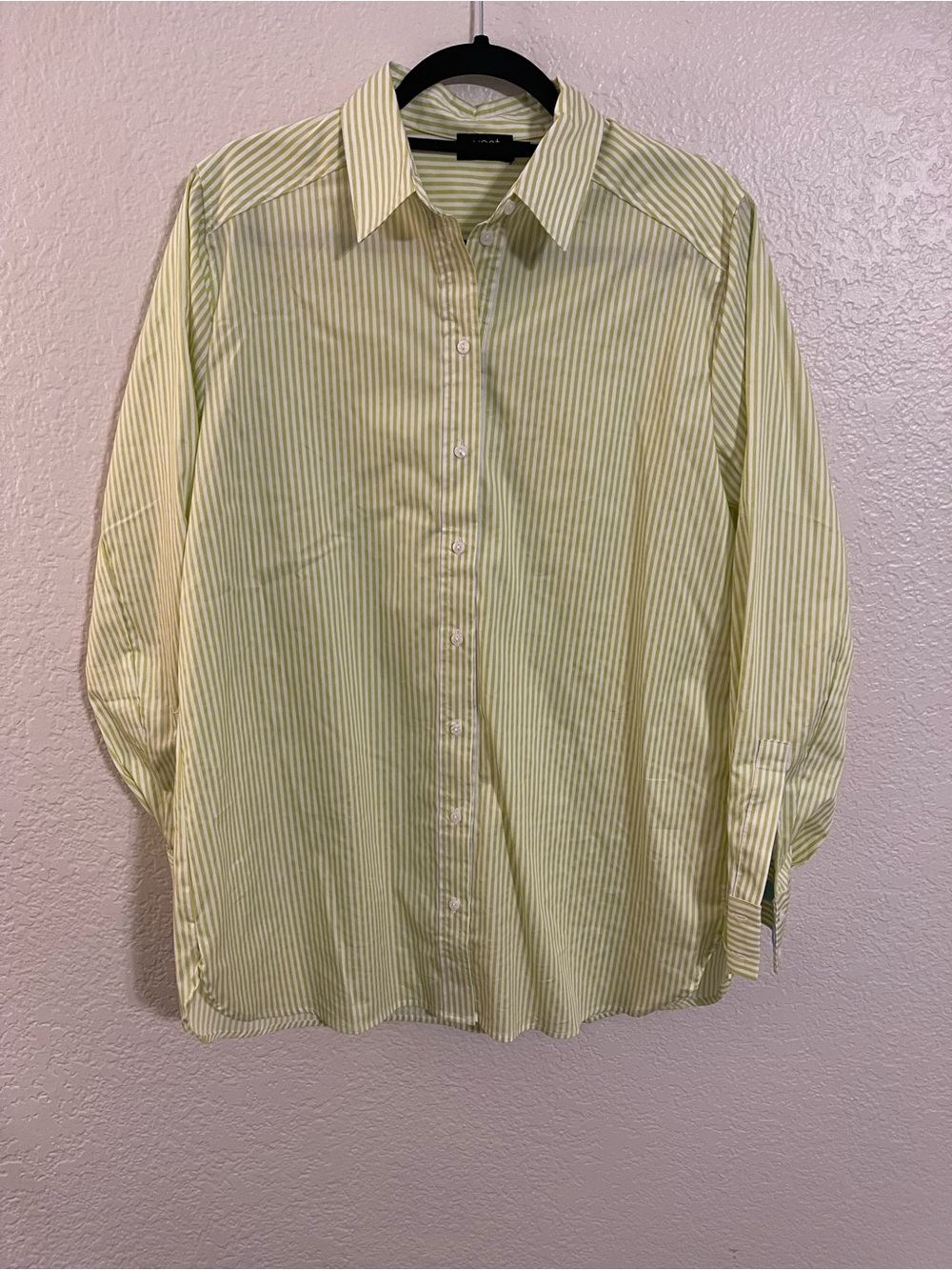 Lime Green Striped Women's Button-Up Tunic